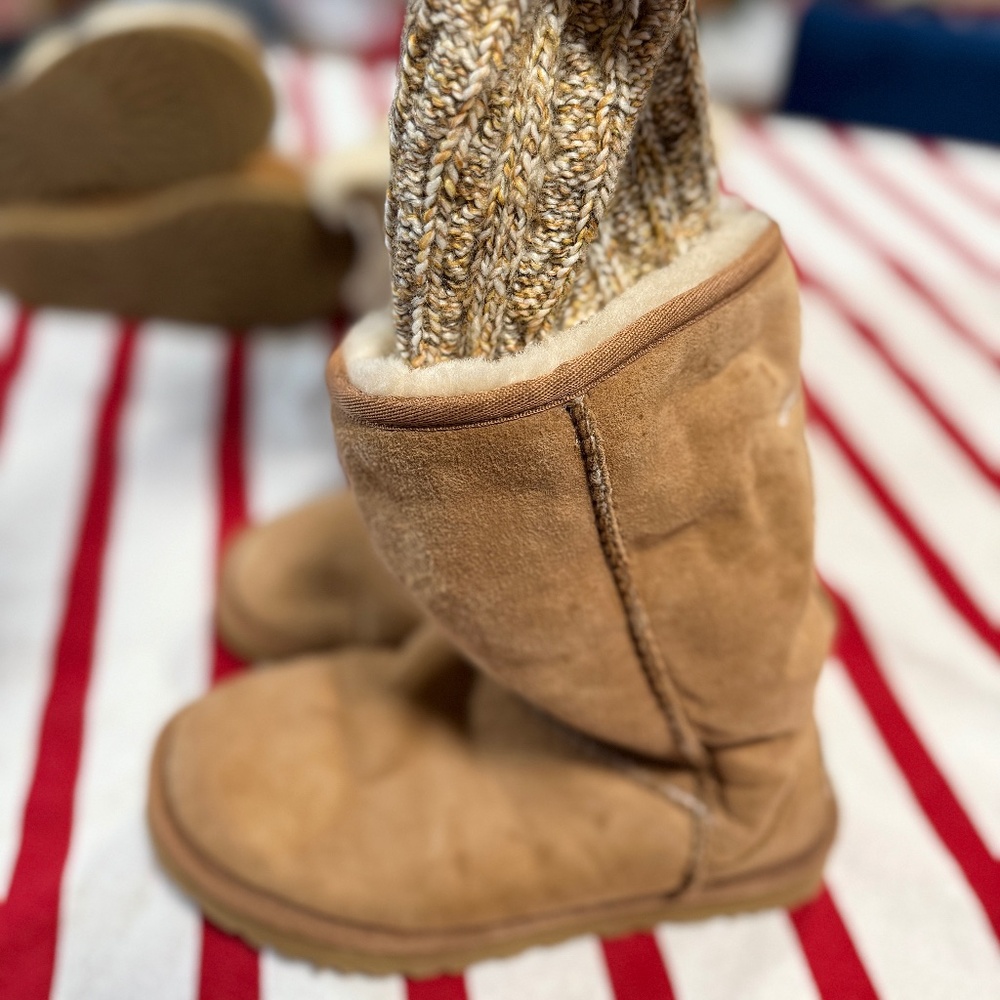 Ugg Australia Tularosa Route Suede Detachable Knit Sock Winter Boots Shoes 5